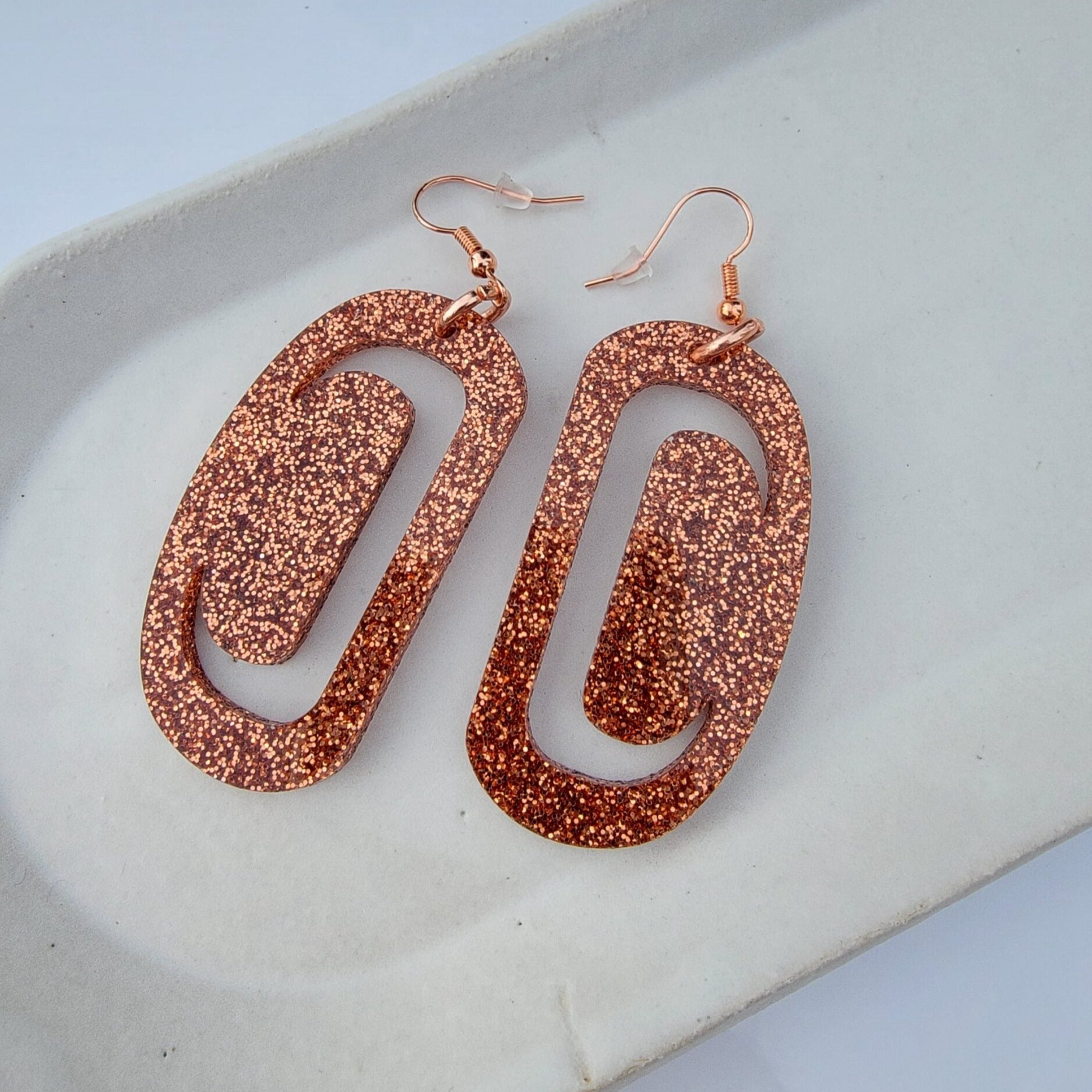 Small Ovoid Copper Glitter