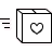 Package icon with a heart inside