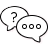 Icon of two speech bubbles with a question mark and ellipses inside